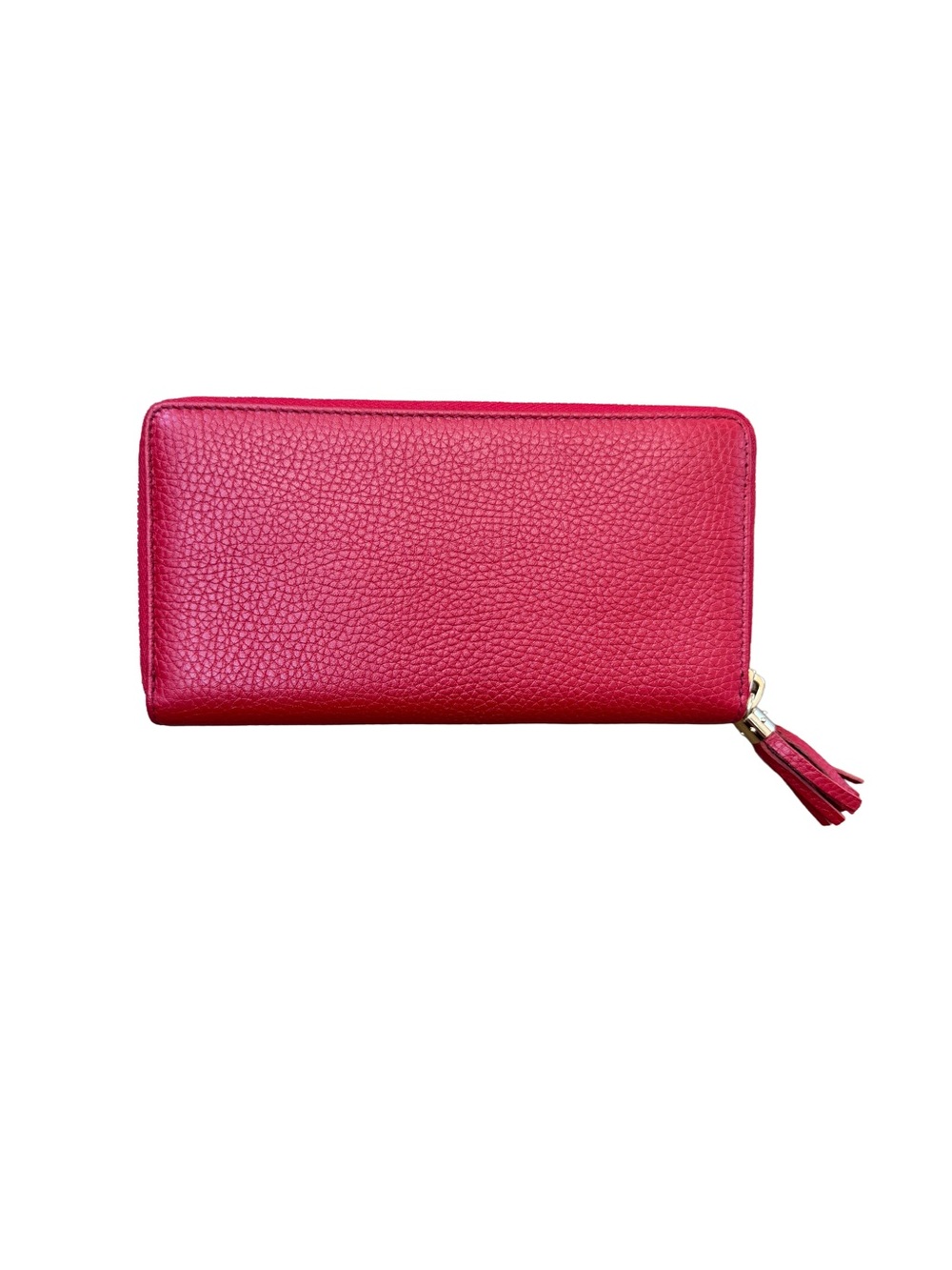 Gucci Soho Red Pebbled Leather Zip Around Continental Wallet Tassel NWOT - Picture 2 of 7